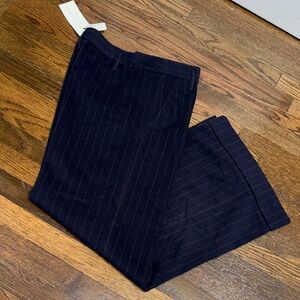 Ladies Navy & Burgundy Wool Cashmere Pinstripe Pants